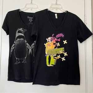 (Set of 2) Black V-Neck Graphic Tshirts